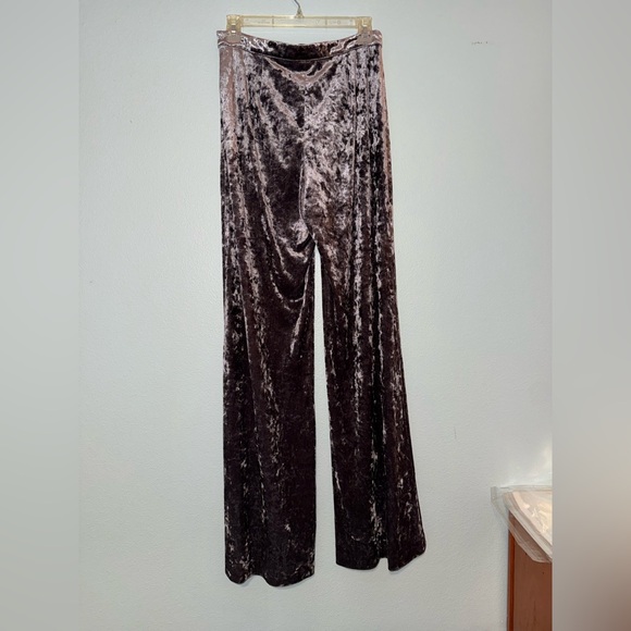 Zara Crushed Velvet Grey High Rise Wide Leg Pants Size M - Picture 6 of 8
